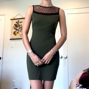 bodycon lace mesh panel midi dress